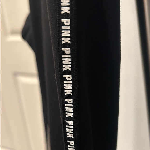 PINK Victoria's Secret Black Ultimate Yoga Leggings with Vibrant Pink Waist. - Picture 3 of 8